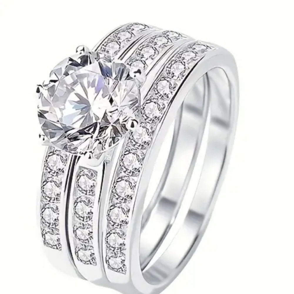 Genuine Certified 2 Carat Moissanite Rings Wedding Set. 18k/925Size 7